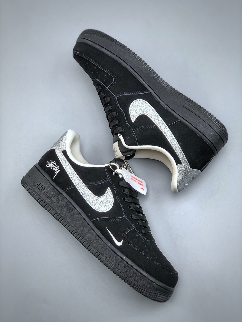 Stussy x Air Force 1 Black Suede