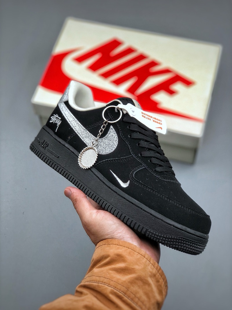 Stussy x Air Force 1 Black Suede