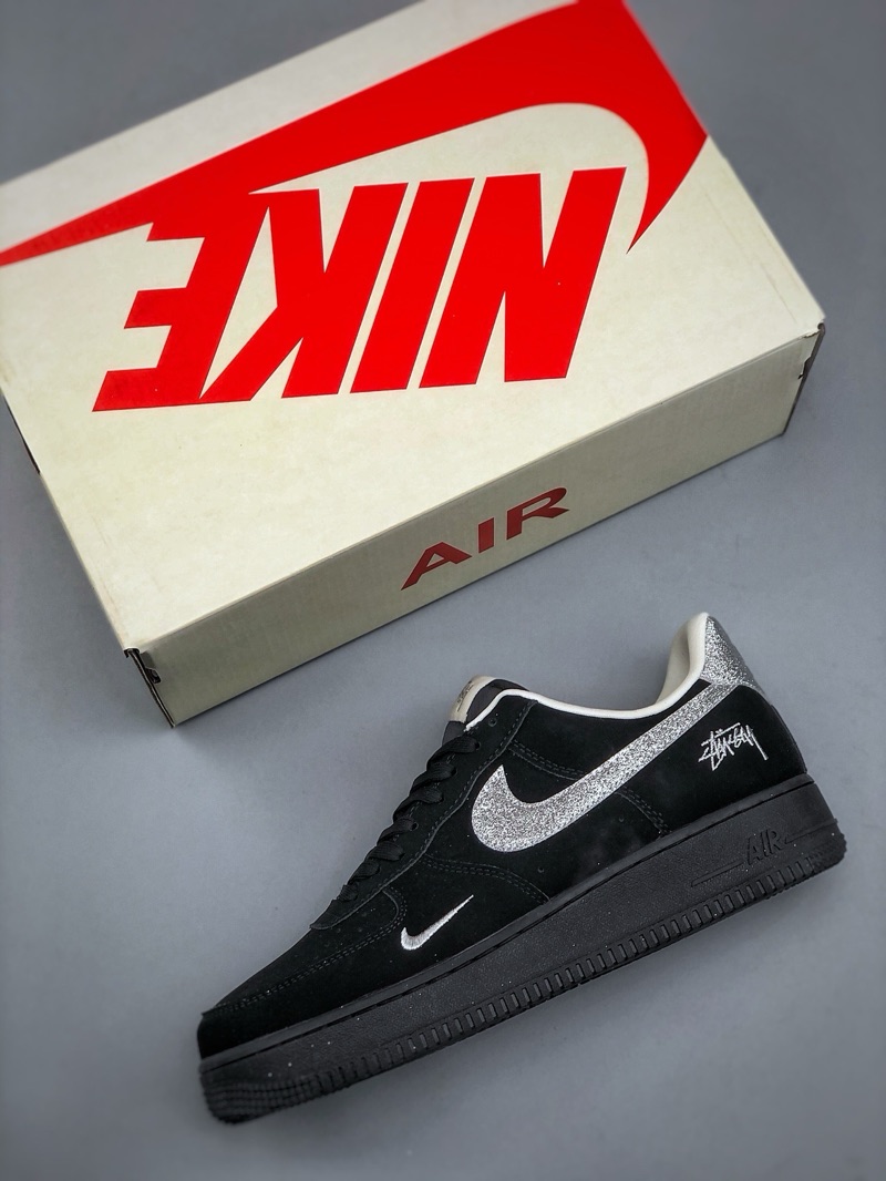 Stussy x Air Force 1 Black Suede